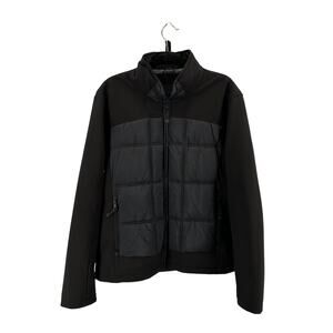 Guess Puffer Jacket Mens XXL Black #115AP305 Long Sleeve Full Zip Standup Collar